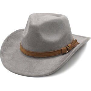 CCAKXCJJ Unisex Western Suede Cowboy Hat, Classic Wide Brim Fedora for Men